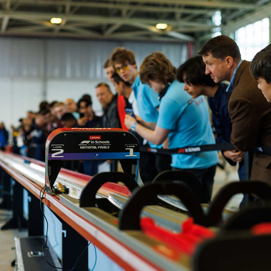 Students competing in F1 in Schools competition